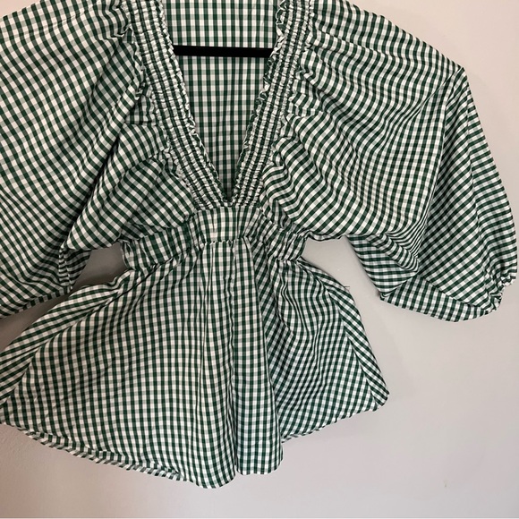 Green Gingham Women's Romper - Picture 7 of 7